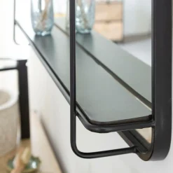 Made in Meubles Miroir avec étagère en bois et métal Jill