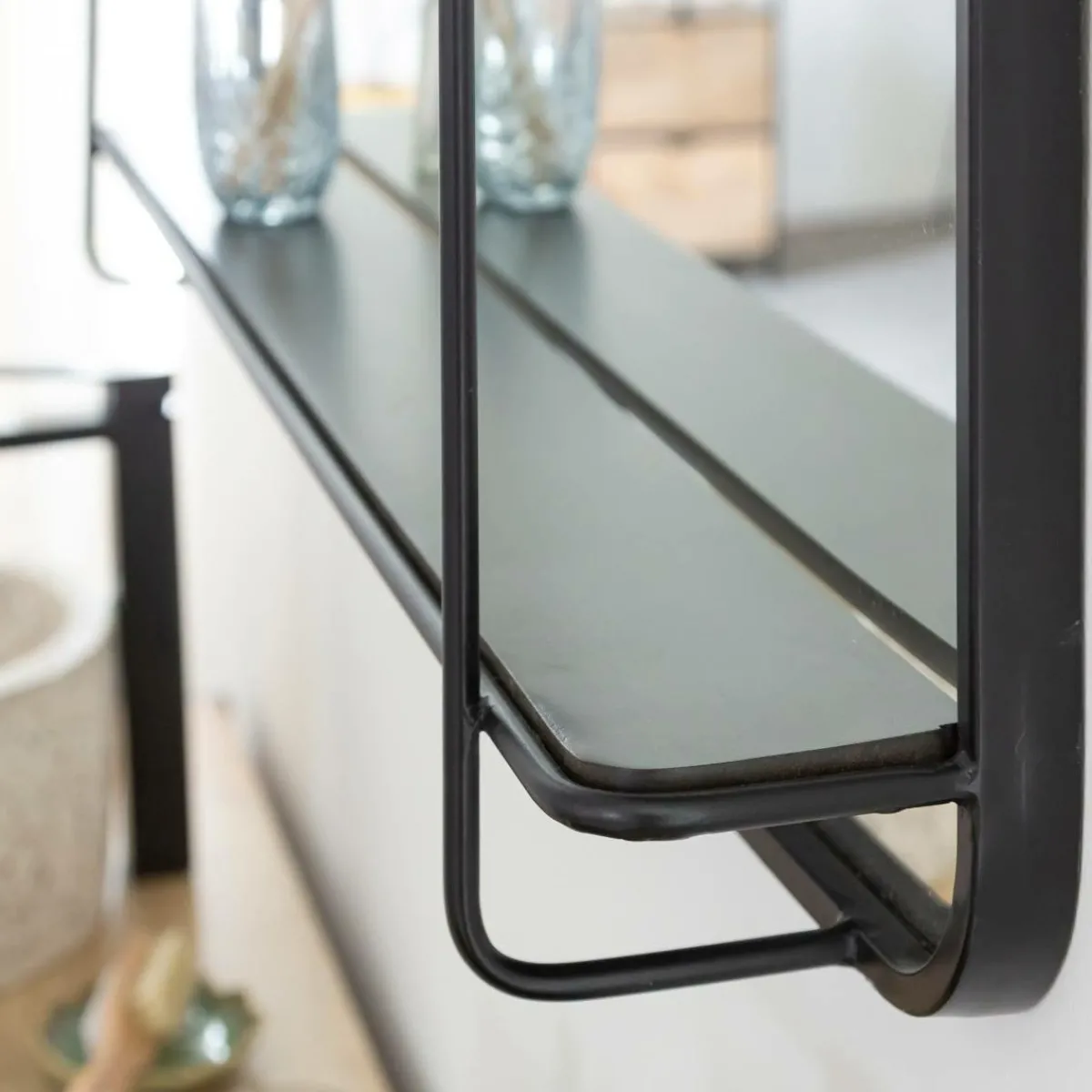 Made in Meubles Miroir avec étagère en bois et métal Jill