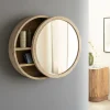 Made in Meubles Miroir avec étagères en bois de manguier clair Juliet