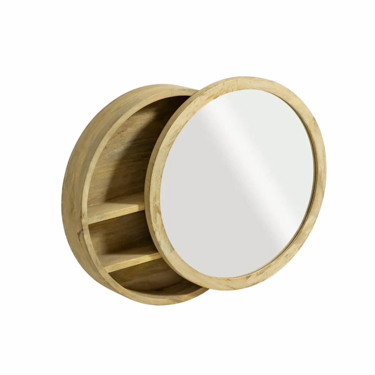 Made in Meubles Miroir avec étagères en bois de manguier clair Juliet
