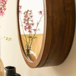 Made in Meubles Miroir avec étagères en bois de manguier foncé Remick