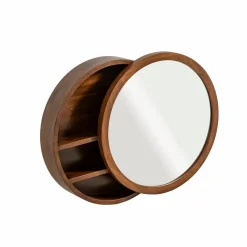 Made in Meubles Miroir avec étagères en bois de manguier foncé Remick