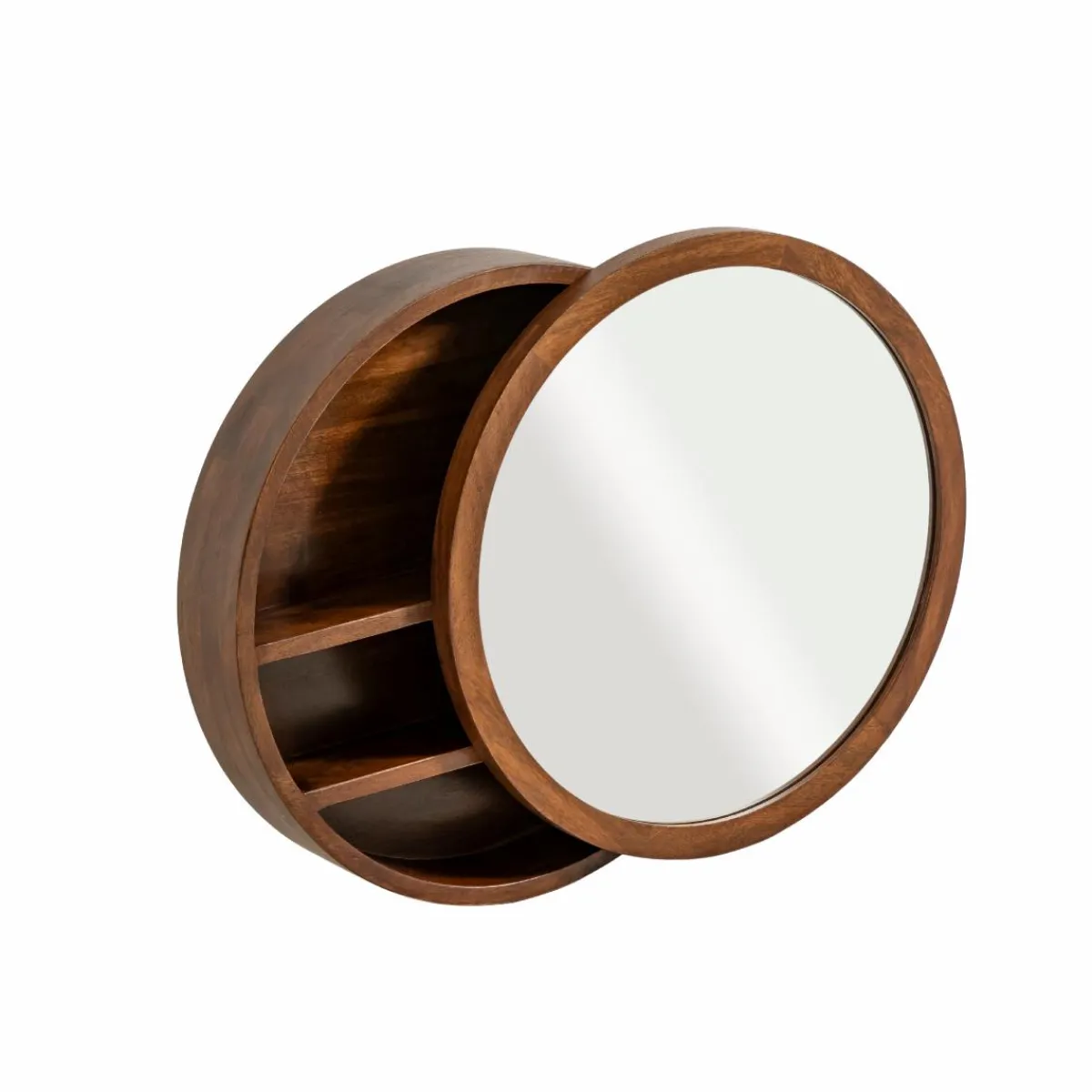 Made in Meubles Miroir avec étagères en bois de manguier foncé Remick