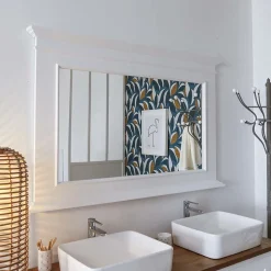 Made in Meubles Miroir en bois de pin blanc Manel