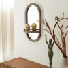 Made in Meubles Miroir ovale avec étagère en bois de manguier Marley