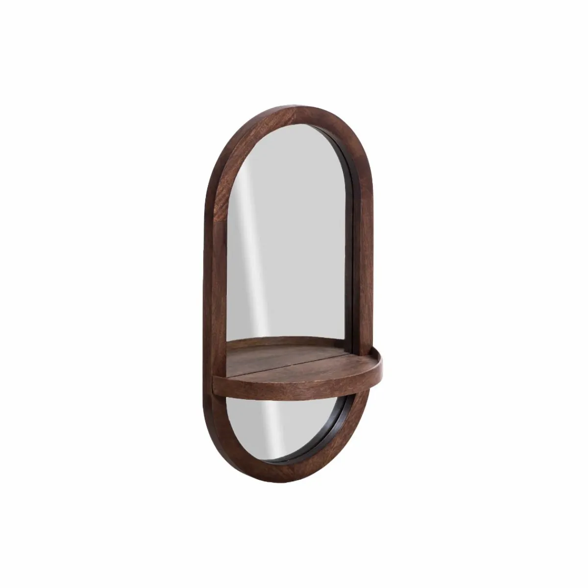 Made in Meubles Miroir ovale avec étagère en bois de manguier Marley