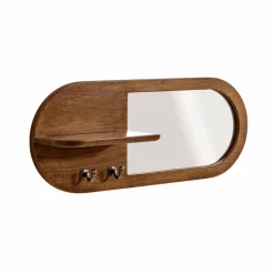 Made in Meubles Miroir ovale en bois de manguier foncé Remick