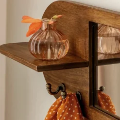 Made in Meubles Miroir ovale en bois de manguier foncé Remick
