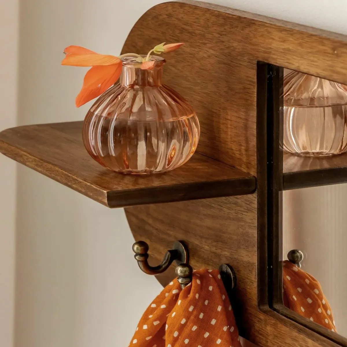 Made in Meubles Miroir ovale en bois de manguier foncé Remick