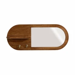 Made in Meubles Miroir ovale en bois de manguier foncé Remick