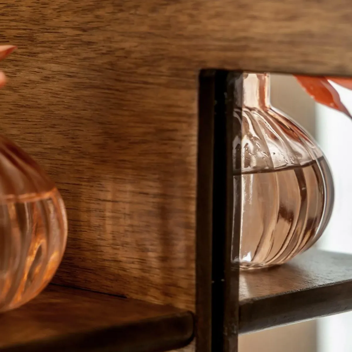 Made in Meubles Miroir ovale en bois de manguier foncé Remick