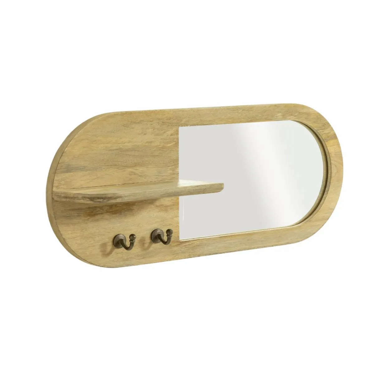Made in Meubles Miroir ovale en bois de manguier clair Juliet