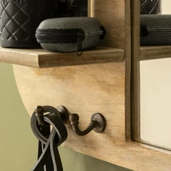 Made in Meubles Miroir ovale en bois de manguier clair Juliet