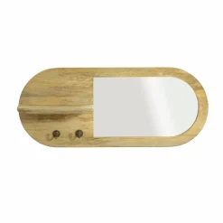 Made in Meubles Miroir ovale en bois de manguier clair Juliet