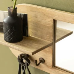 Made in Meubles Miroir ovale en bois de manguier clair Juliet