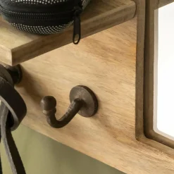 Made in Meubles Miroir ovale en bois de manguier clair Juliet