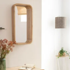Made in Meubles Miroir rectangulaire en bois de manguier Domi