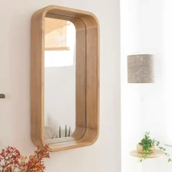 Made in Meubles Miroir rectangulaire en bois de manguier Domi