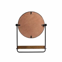 Made in Meubles Miroir rond avec étagère en bois et métal Gary