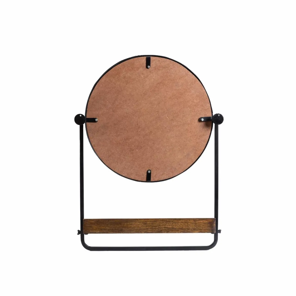 Made in Meubles Miroir rond avec étagère en bois et métal Gary