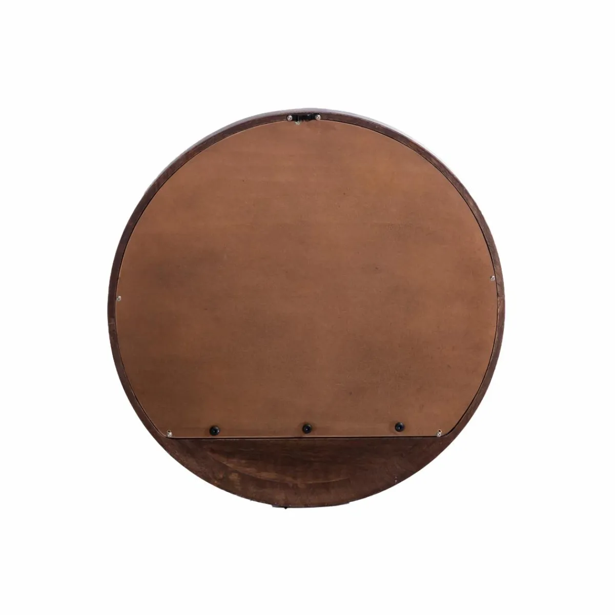Made in Meubles Miroir rond avec étagère en bois de manguier Marley