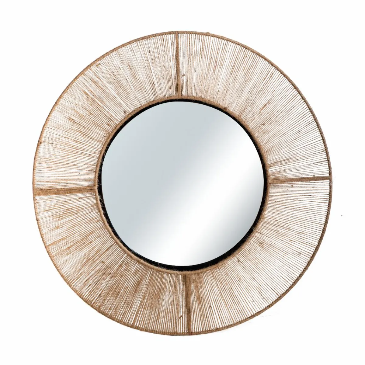 Made in Meubles Miroir rond en métal et jute Adda