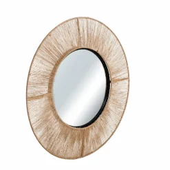 Made in Meubles Miroir rond en métal et jute Adda