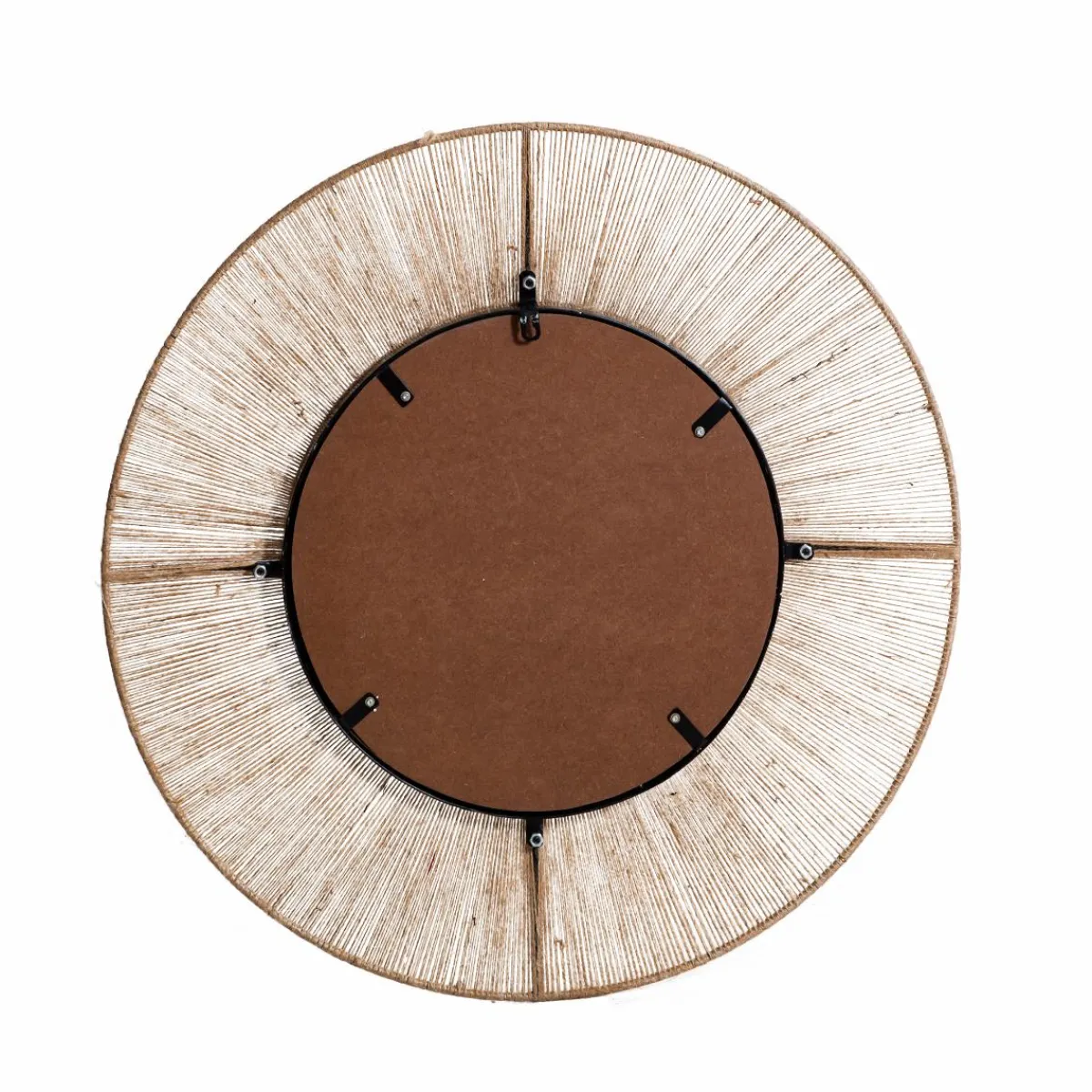 Made in Meubles Miroir rond en métal et jute Adda