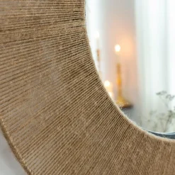 Made in Meubles Miroir rond en métal et jute Adda