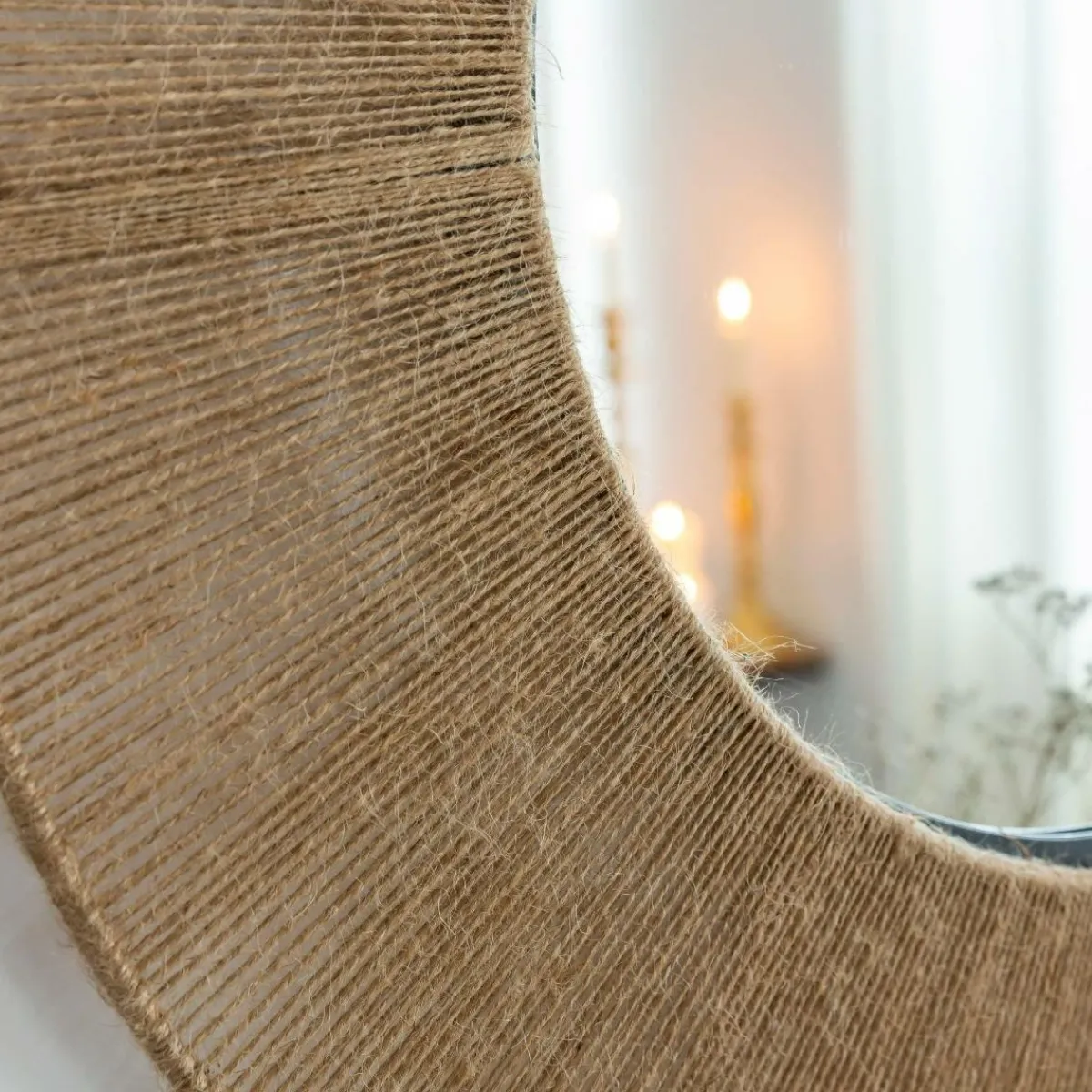 Made in Meubles Miroir rond en métal et jute Adda