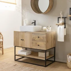 Made in Meubles Miroir rond en rotin Rattan