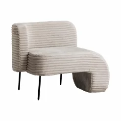 Made in Meubles Méridienne en velours côtelé blanc Soléa
