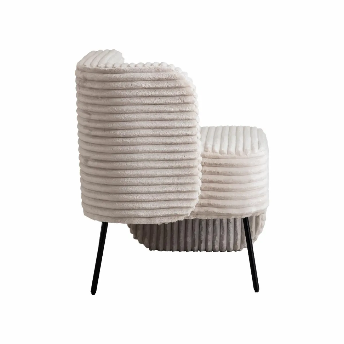 Made in Meubles Méridienne en velours côtelé blanc Soléa