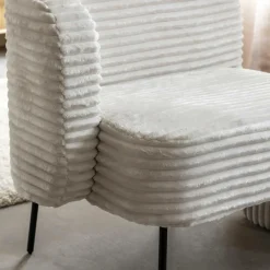 Made in Meubles Méridienne en velours côtelé blanc Soléa