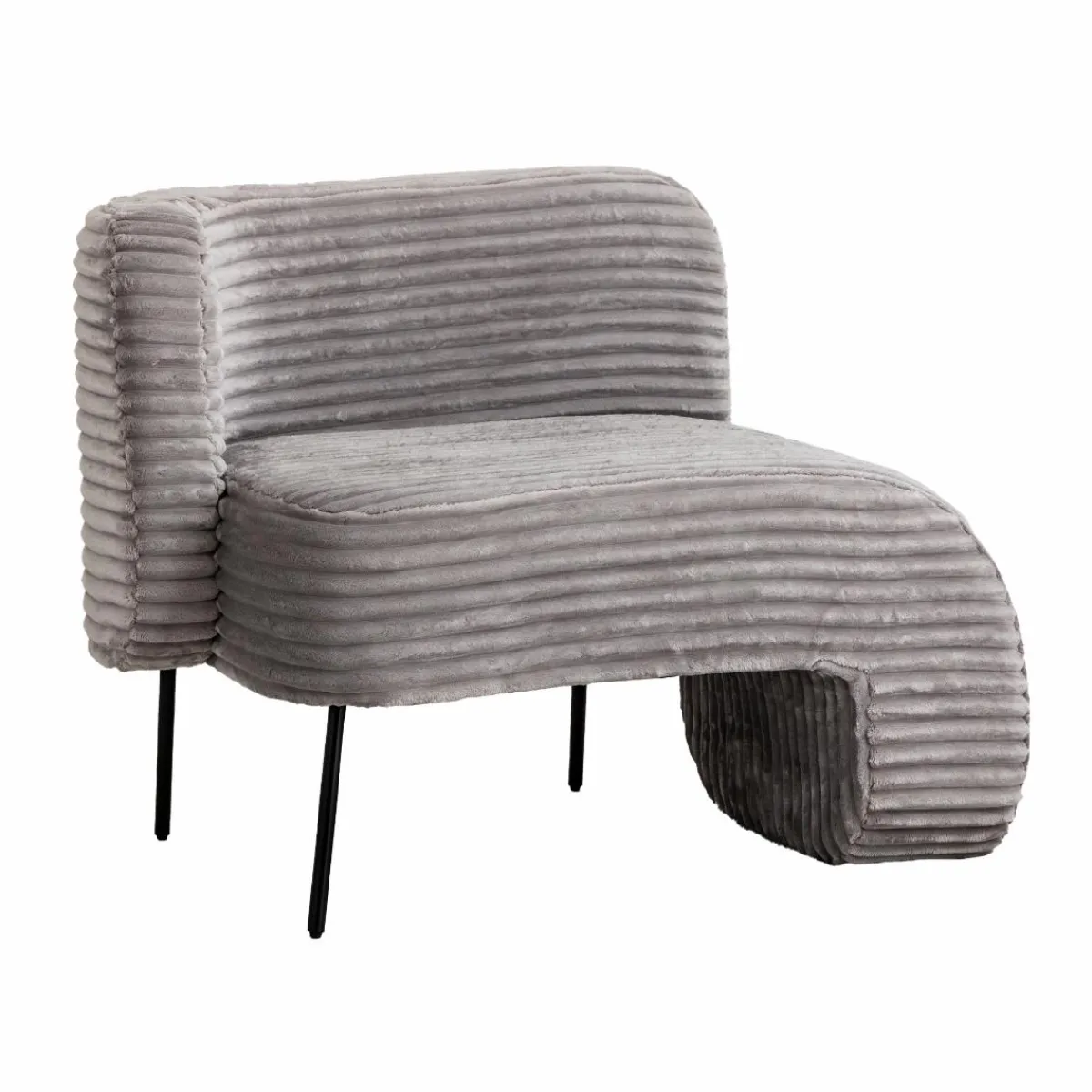 Made in Meubles Méridienne en velours côtelé gris Soléa