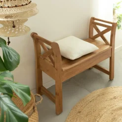Made in Meubles Petit banc en bois d'acacia Isolde
