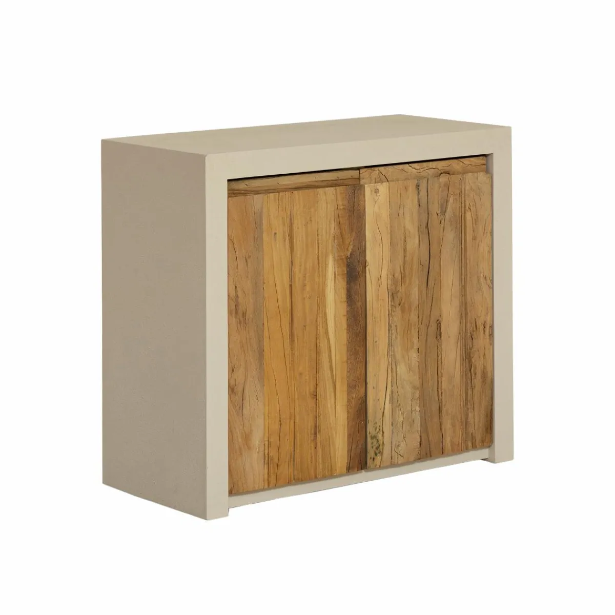 Made in Meubles Petit buffet 2 portes en bois effet béton et bois recyclé Dalva