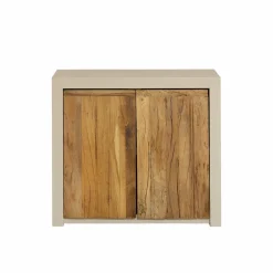 Made in Meubles Petit buffet 2 portes en bois effet béton et bois recyclé Dalva