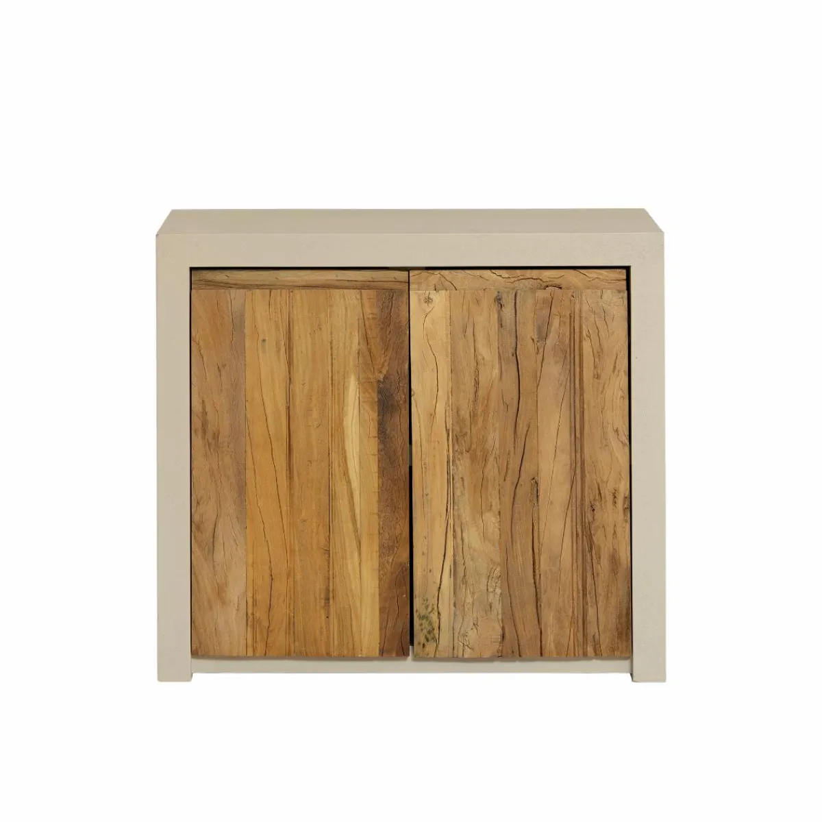Made in Meubles Petit buffet 2 portes en bois effet béton et bois recyclé Dalva