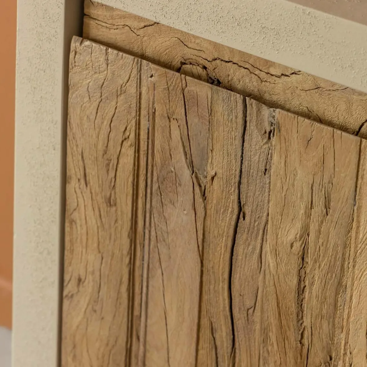 Made in Meubles Petit buffet 2 portes en bois effet béton et bois recyclé Dalva