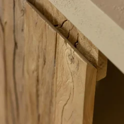 Made in Meubles Petit buffet 2 portes en bois effet béton et bois recyclé Dalva