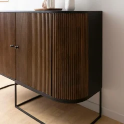 Made in Meubles Petit buffet arrondi en bois de manguier et métal Ysé