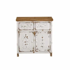 Made in Meubles Petit buffet blanc en pin massif brossé Bastille