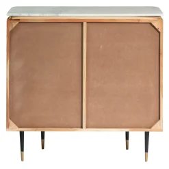 Made in Meubles Petit buffet en bois d'acacia et marbre blanc Judith
