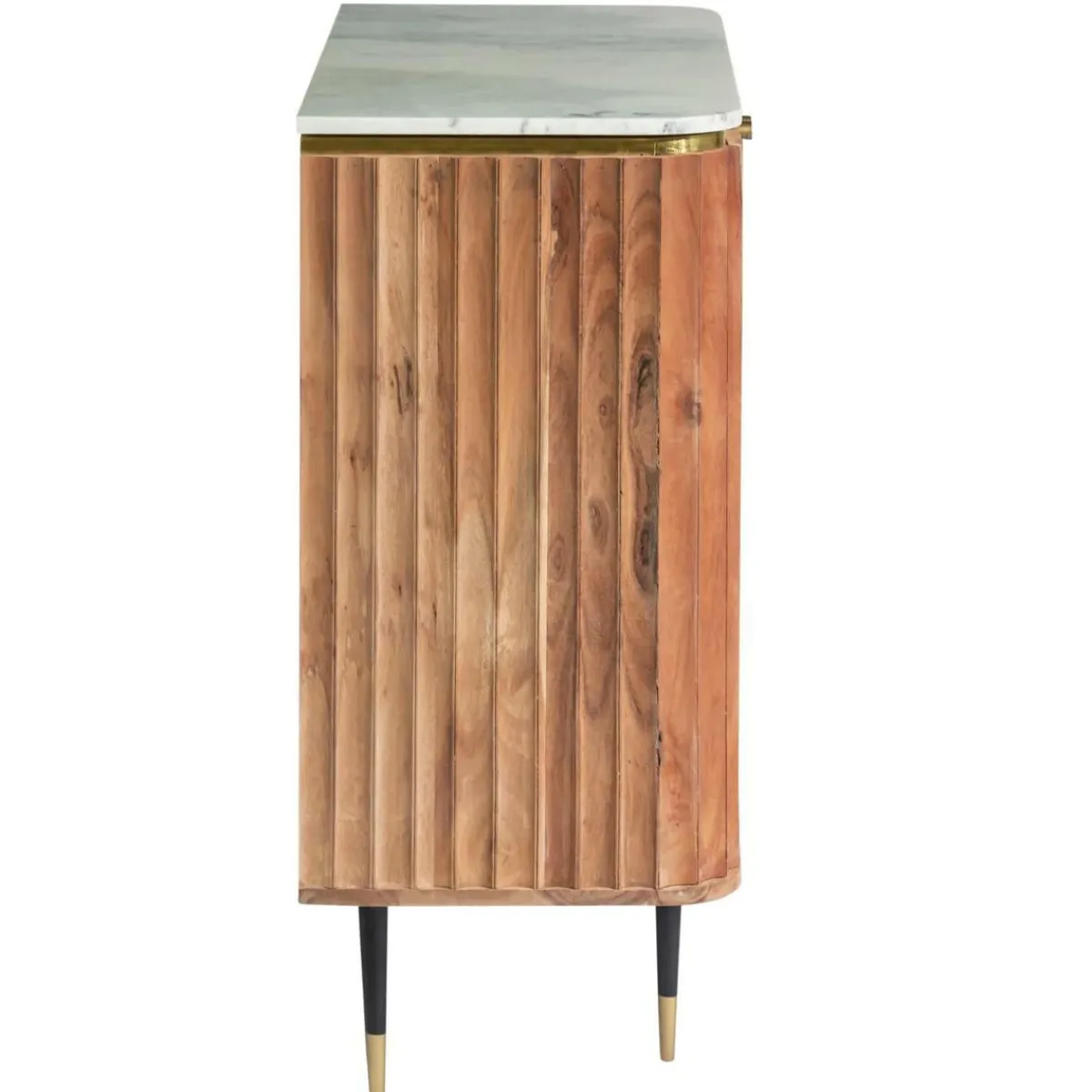 Made in Meubles Petit buffet en bois d'acacia et marbre blanc Judith