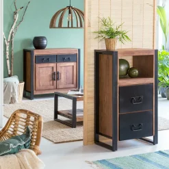 Made in Meubles Petit buffet en bois d'acacia 100 cm Havana