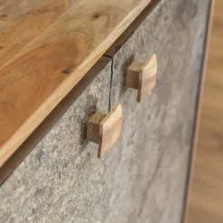 Made in Meubles Petit buffet en bois d'acacia et pierre Côme
