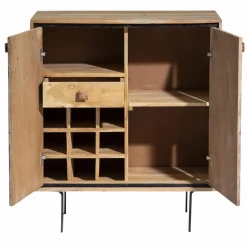 Made in Meubles Petit buffet en bois d'acacia et pierre Côme