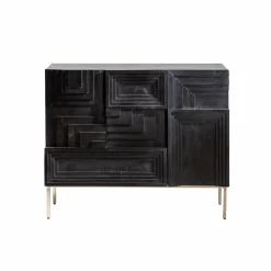 Made in Meubles Petit buffet en bois de manguier noir Tristan