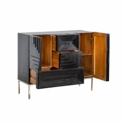 Made in Meubles Petit buffet en bois de manguier noir Tristan
